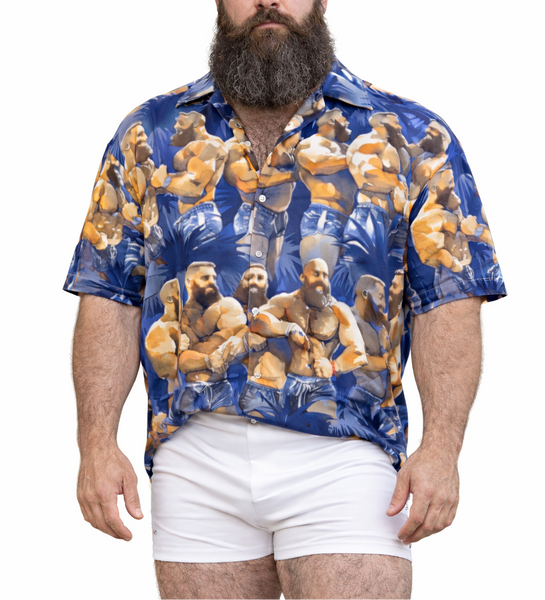 Tropical Bears, All-Over Printed  Imitation Silk Short-Sleeves Shirt