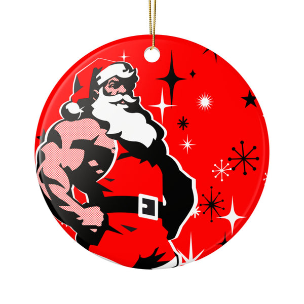 Santa 2026 Red, Ceramic Christmas Ornament (Double-Sided)