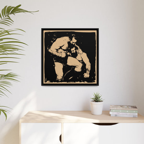 Wrestlers, Giclee Print on Canvas, Framed (Multi-color)