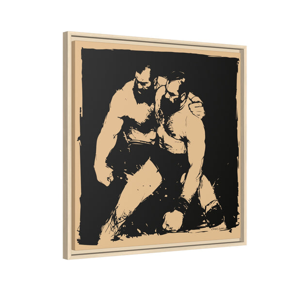 Wrestlers 2, Giclee print on Canvas, Framed (Multi-color)
