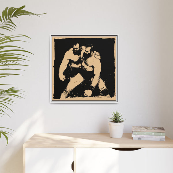 Wrestlers 2, Giclee print on Canvas, Framed (Multi-color)
