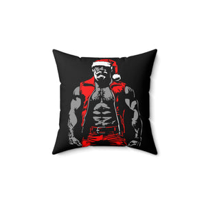 Leather Santa Spun Polyester Square Pillow