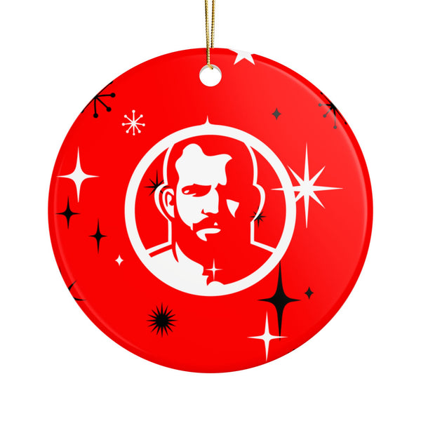 Santa 2026 Red, Ceramic Christmas Ornament (Double-Sided)