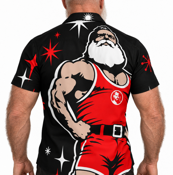 Santa 2026, All-Over Printed Imitation Silk Short-Sleeve Shirt