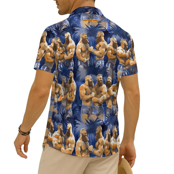 Tropical Bears, All-Over Printed  Imitation Silk Short-Sleeves Shirt