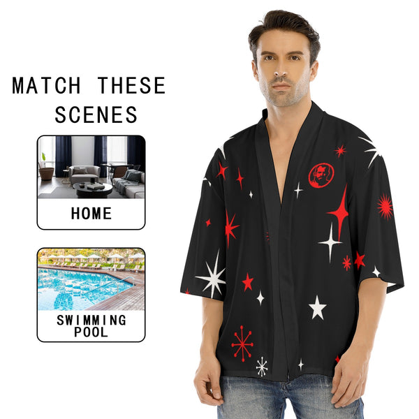 Santa 2026, All-Over Printed Drop-shoulder Kimono Shirt