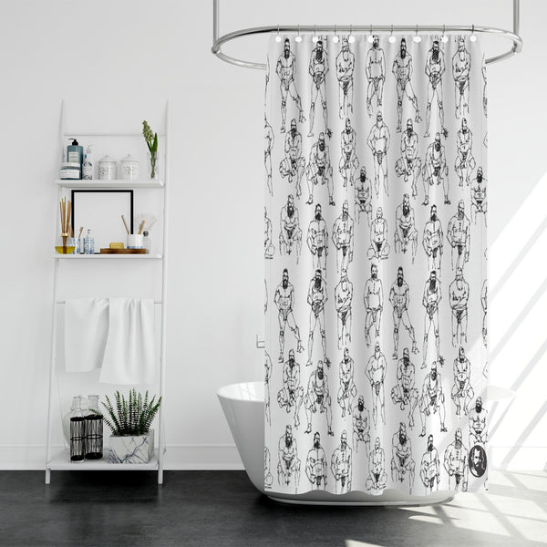 Doodled Men Shower curtain