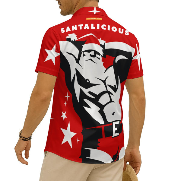 Santalicious All-Over Printed Imitation Silk Short-Sleeved Shirt