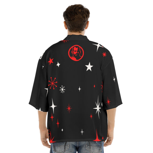 Santa 2026, All-Over Printed Drop-shoulder Kimono Shirt