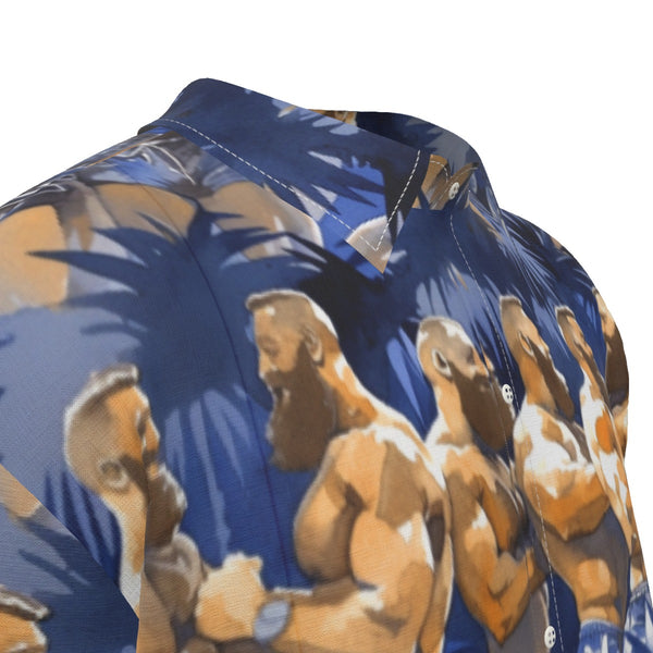 Tropical Bears, Men's Imitation Silk Short-Sleeved Shirt