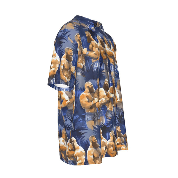 Tropical Bears, Men's Imitation Silk Short-Sleeved Shirt