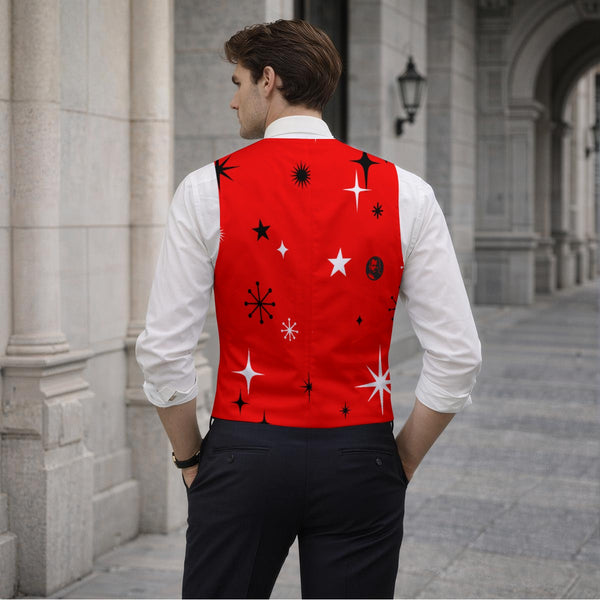 Santa 2026 Red, All-Over Printed Classic Formal Vest