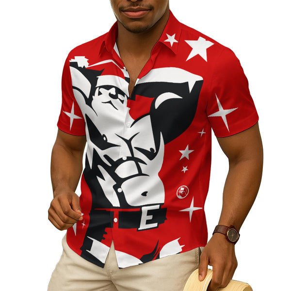 Santalicious All-Over Printed Imitation Silk Short-Sleeved Shirt