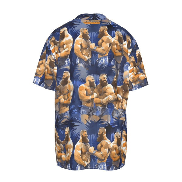 Tropical Bears, Men's Imitation Silk Short-Sleeved Shirt