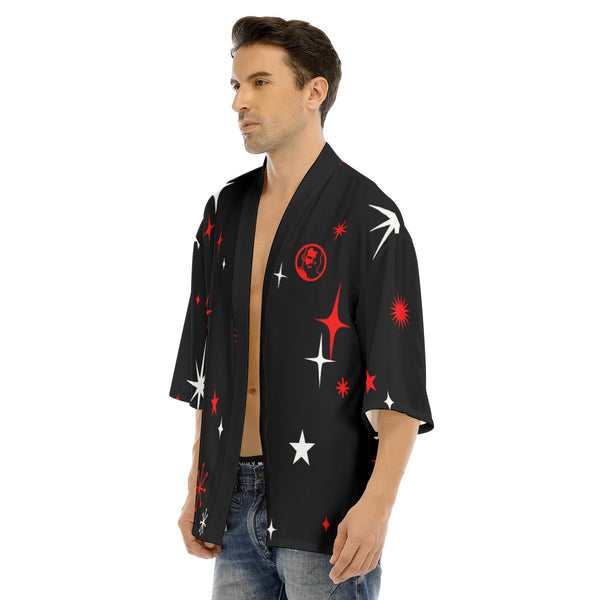 Santa 2026, All-Over Printed Drop-shoulder Kimono Shirt