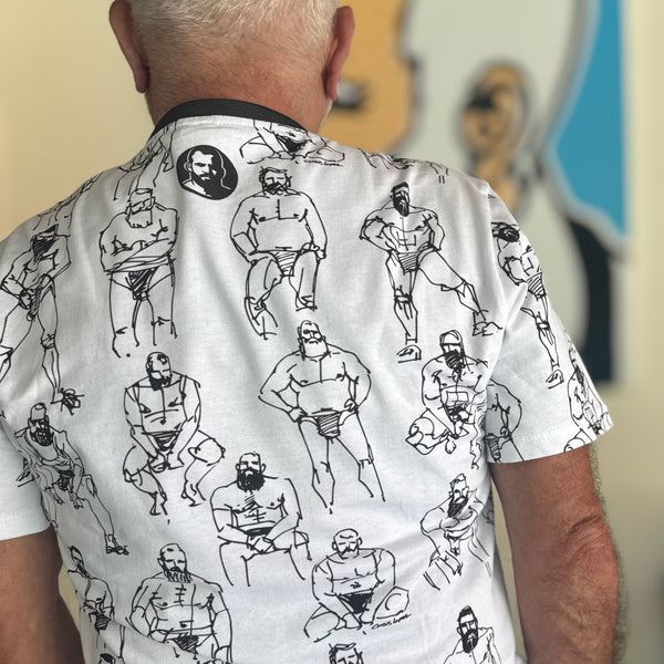 Doodled Men, All Over Printed Cotton T-shirt