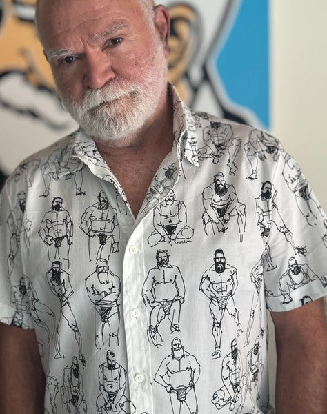Doodled Men, All-Over Printed Cotton poplin short sleeve shirt