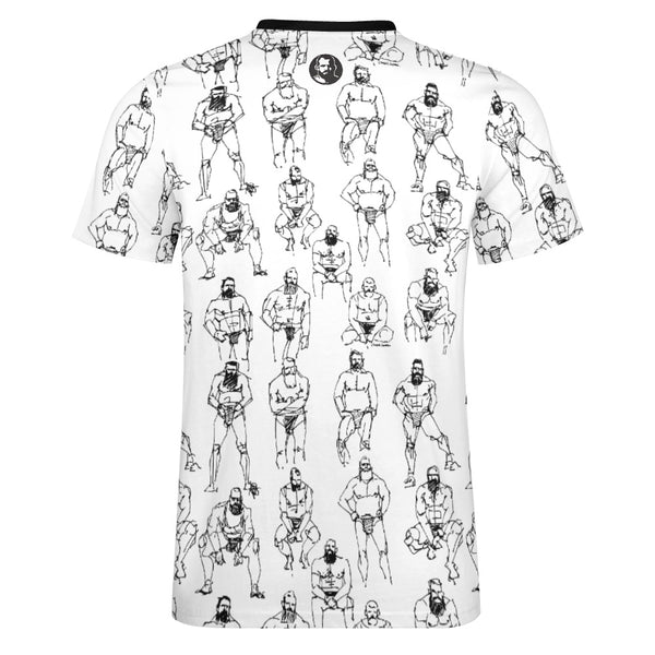 Doodled Men, All Over Printed Cotton T-shirt