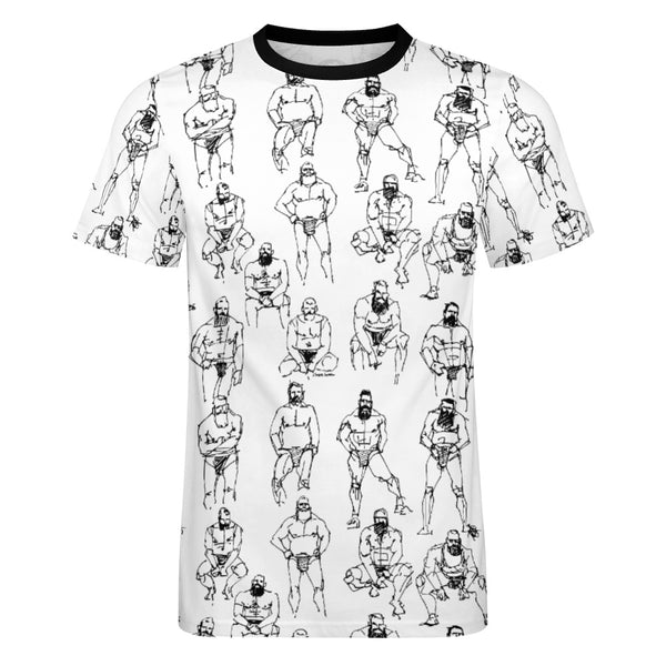 Doodled Men, All Over Printed Cotton T-shirt