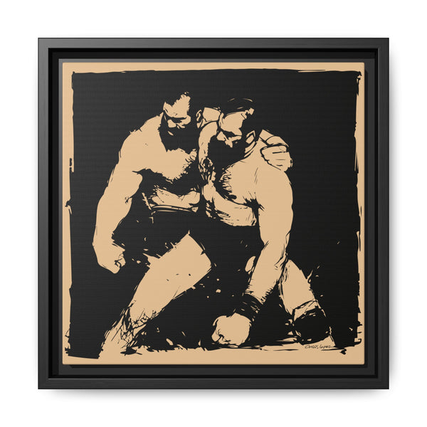 Wrestlers 2, Giclee print on Canvas, Framed (Multi-color)