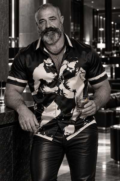 Wrestlers, All-Over Printed Imitation Silk Short-Sleeve Shirt