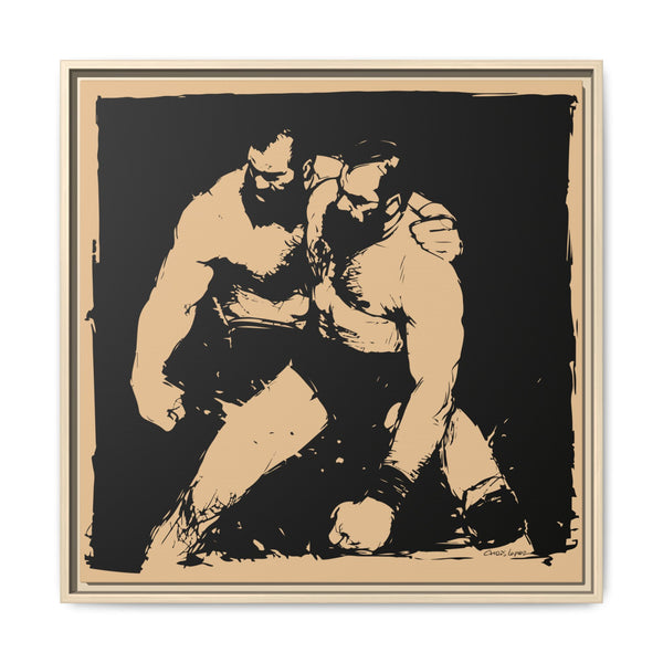 Wrestlers 2, Giclee print on Canvas, Framed (Multi-color)
