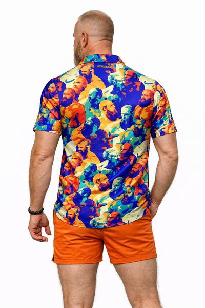 Beard Social, All-Over Printed Imitation Silk Short-Sleeved Shirt