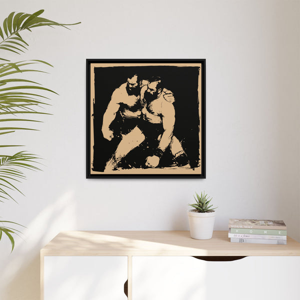 Wrestlers 2, Giclee print on Canvas, Framed (Multi-color)