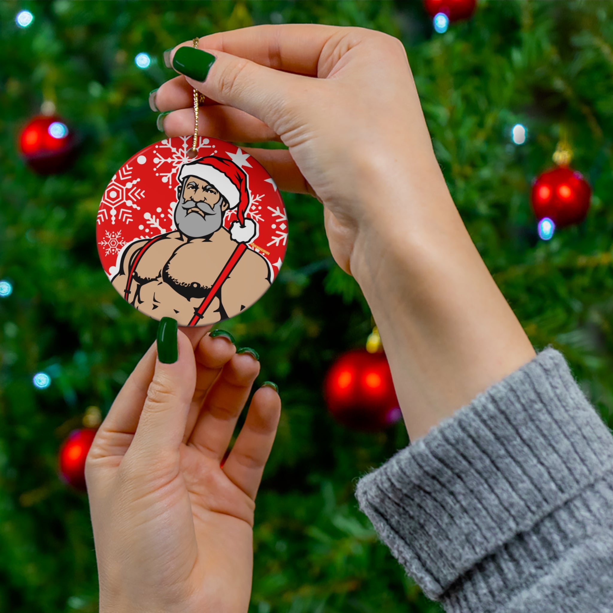 Santa 2023 Ceramic Round Ornament