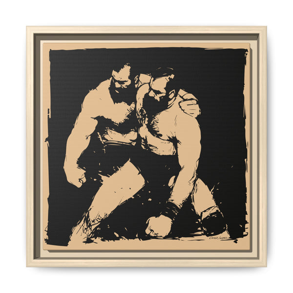 Wrestlers 2, Giclee print on Canvas, Framed (Multi-color)