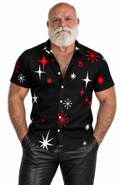 Santa 2026, All-Over Printed Imitation Silk Short-Sleeve Shirt