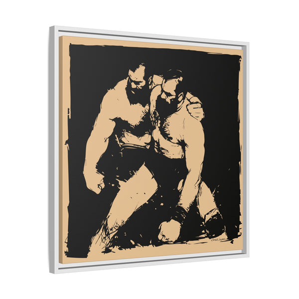 Wrestlers 2, Giclee print on Canvas, Framed (Multi-color)