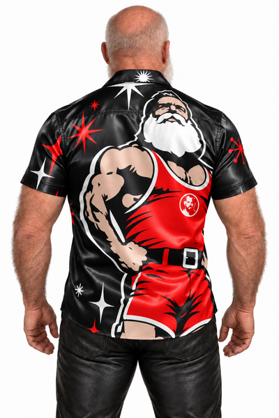 Santa 2026, All-Over Printed Imitation Silk Short-Sleeve Shirt