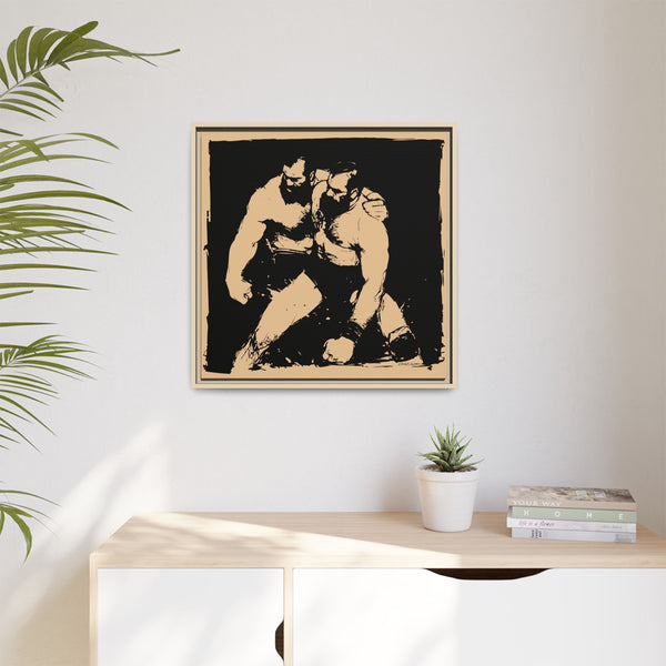 Wrestlers 2, Giclee print on Canvas, Framed (Multi-color)