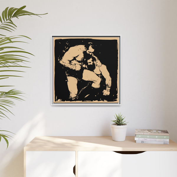 Wrestlers, Giclee Print on Canvas, Framed (Multi-color)