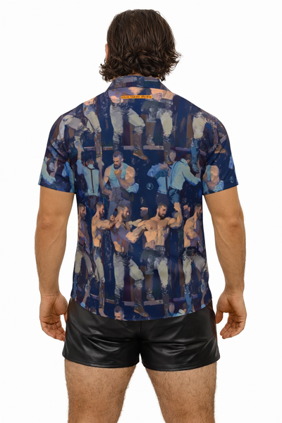 Party Time, All-Over Printed Imitation Silk Short-Sleeved Shirt