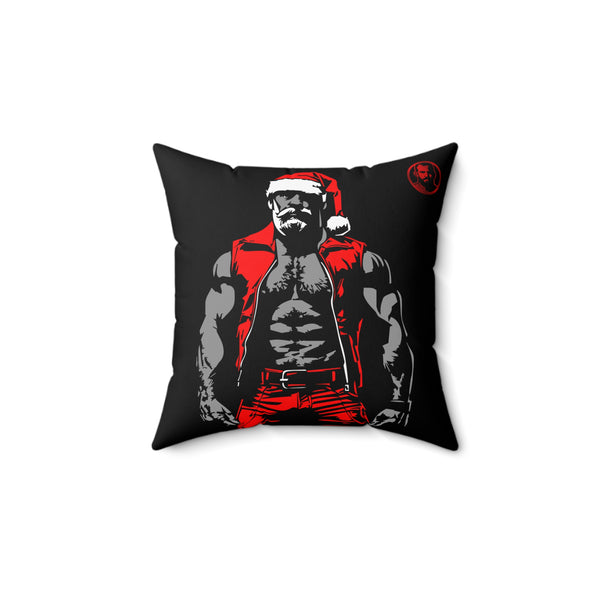 Leather Santa Spun Polyester Square Pillow