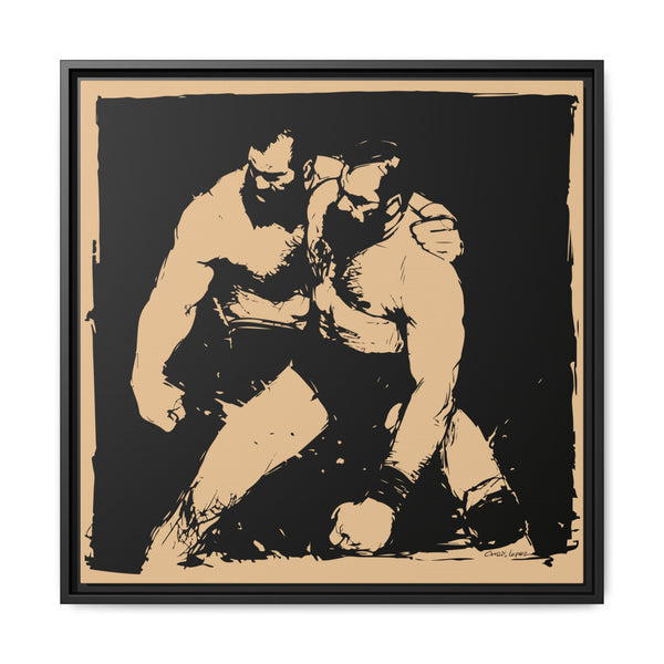 Wrestlers 2, Giclee print on Canvas, Framed (Multi-color)