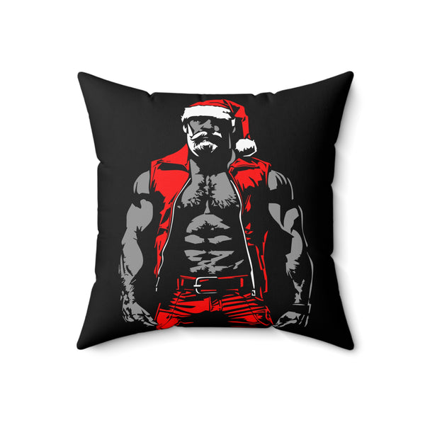 Leather Santa Spun Polyester Square Pillow