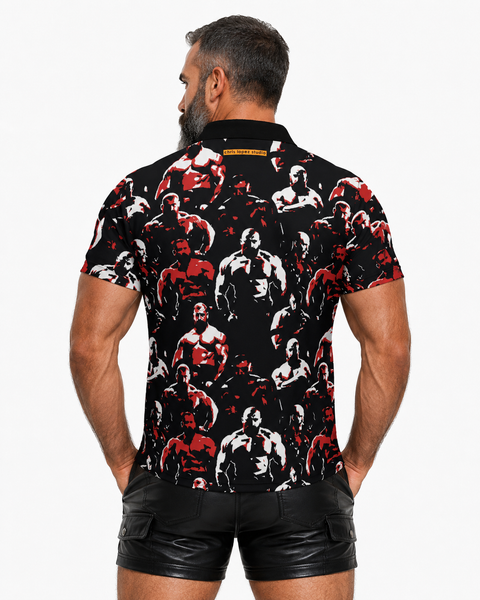 In the Dark Room, All-Over Printed Polo With Zipper