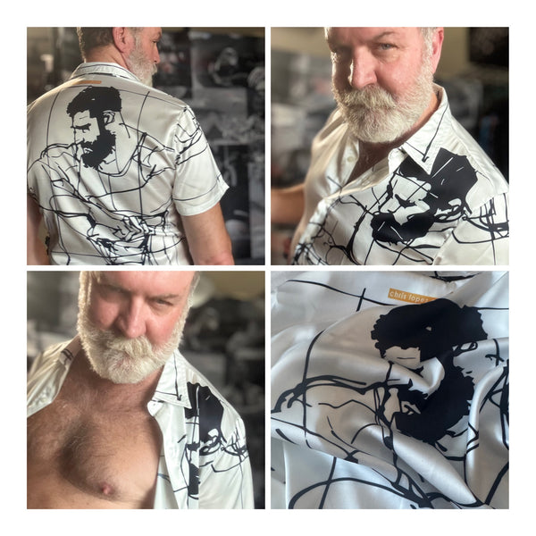 Man Study, All-Over Printed Imitation Silk Short-Sleeve Shirt