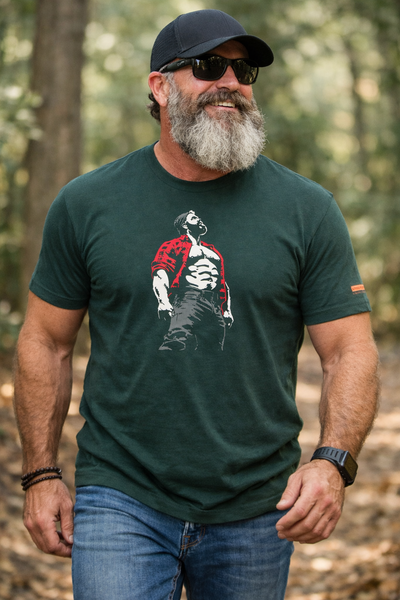 Lumberjack, hand printed T-shirt and Tank Top.