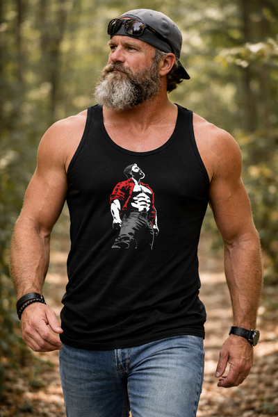 Lumberjack, hand printed T-shirt and Tank Top.