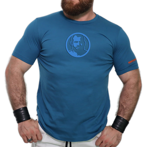 Icon, Rubber Patch on Dark Teal Tshirt