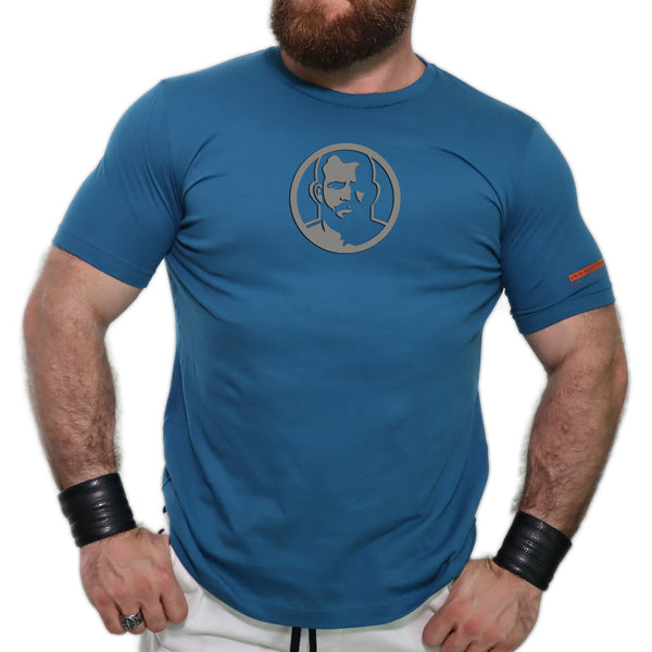 Icon, Rubber Patch on Dark Teal Tshirt