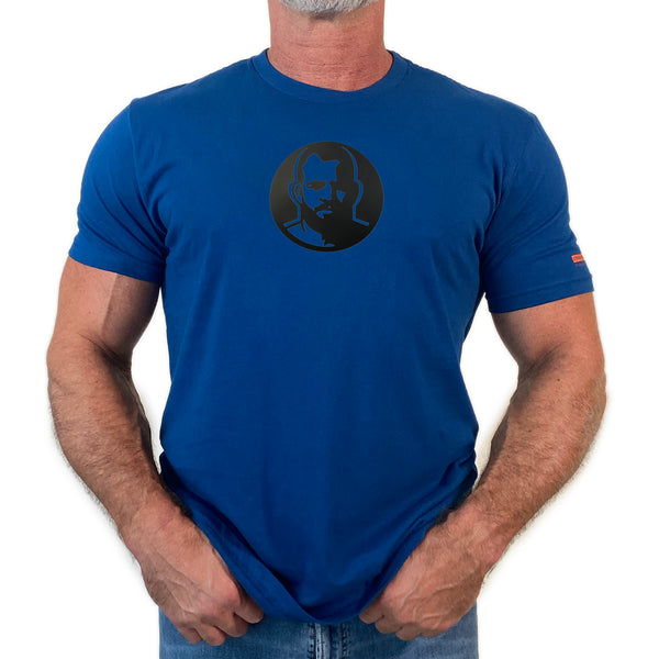 Icon, Rubber Patch on Deep Blue Tshirt
