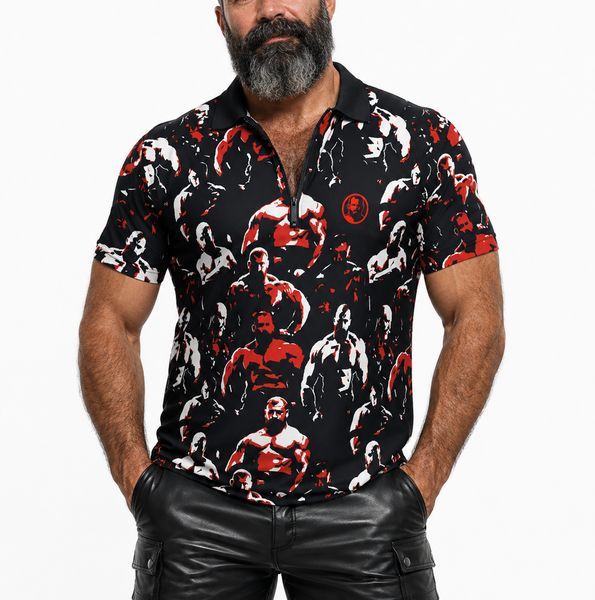 In the Dark Room, All-Over Printed Polo With Zipper