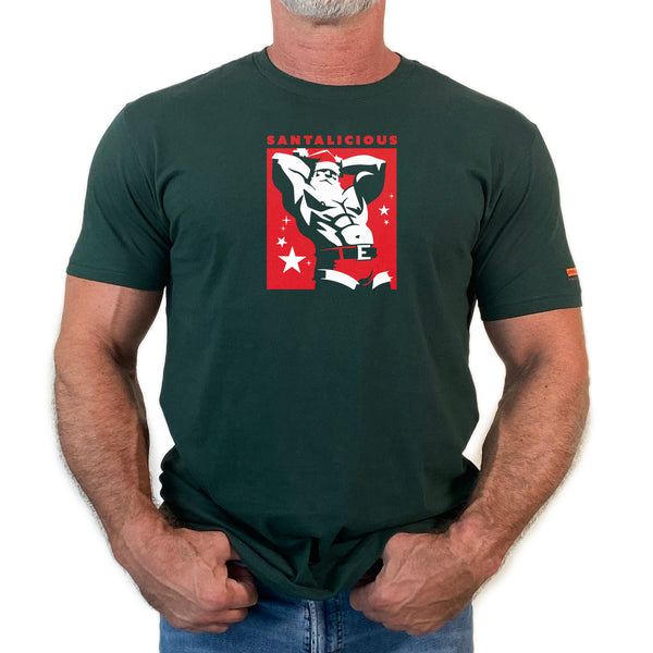 Santalicious, hand printed T-shirt and Tank Top.