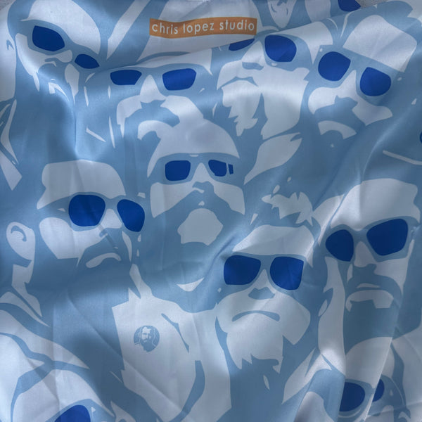 Brigh Days (Blue) All-Over Printed Imitation Silk Short-Sleeved Shirt