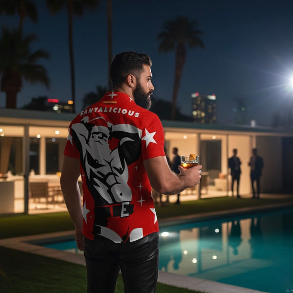 Santalicious All-Over Printed Imitation Silk Short-Sleeved Shirt